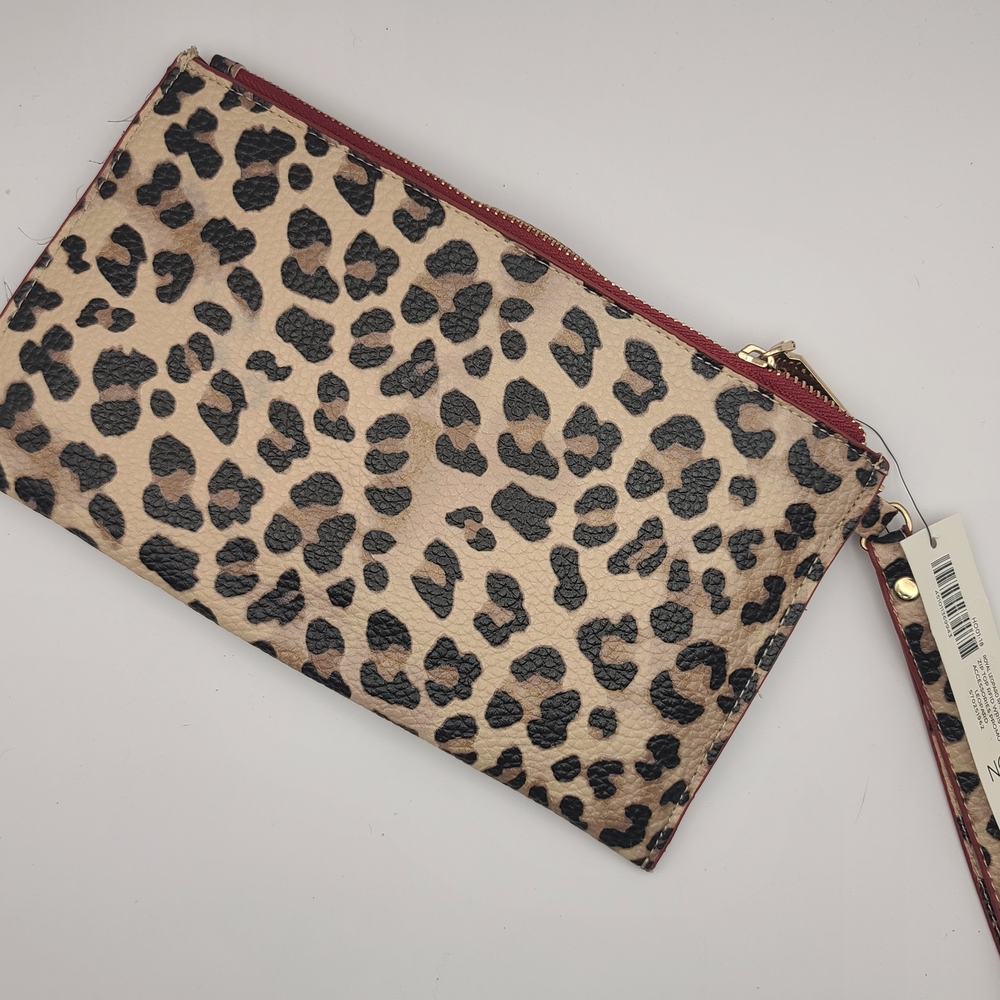 Chico's Animal Leopard Cheetah Print Wristlet  Red Highlight - Picture 3 of 5